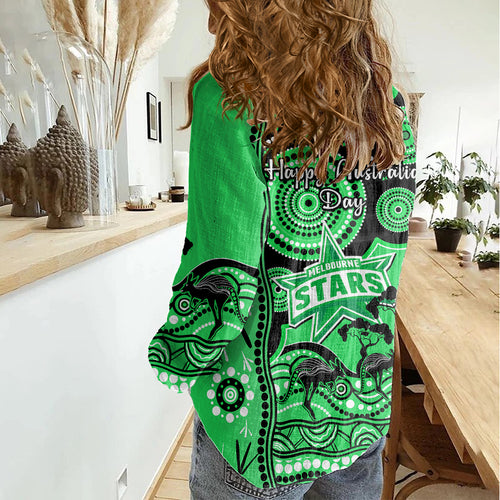 melbourne-stars-cricket-women-casual-shirt-happy-australia-day-aboriginal-art