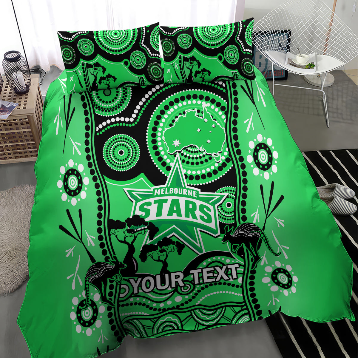 custom-melbourne-stars-cricket-bedding-set-happy-australia-day-aboriginal-art