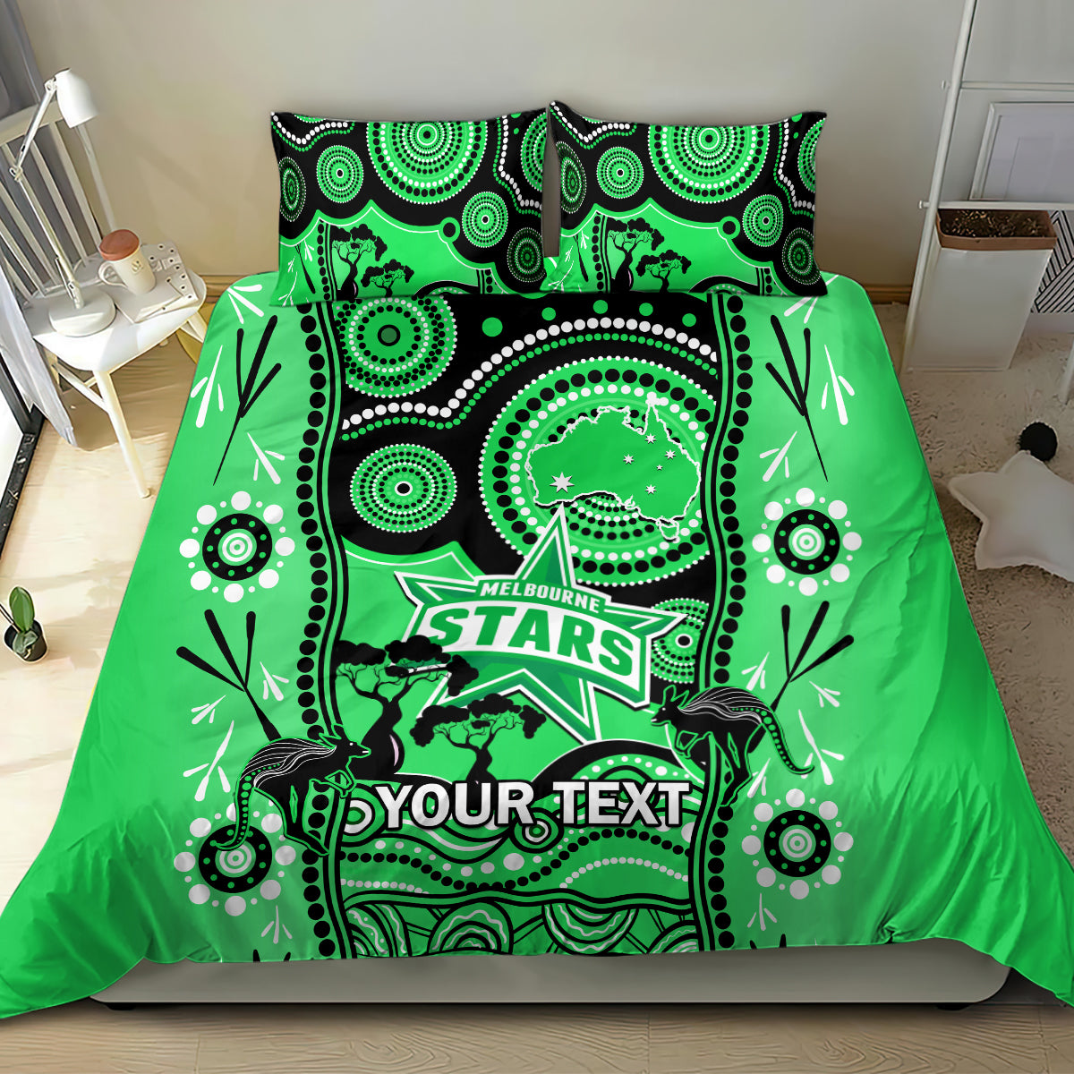 custom-melbourne-stars-cricket-bedding-set-happy-australia-day-aboriginal-art