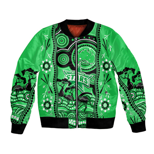 custom-melbourne-stars-cricket-bomber-jacket-happy-australia-day-aboriginal-art