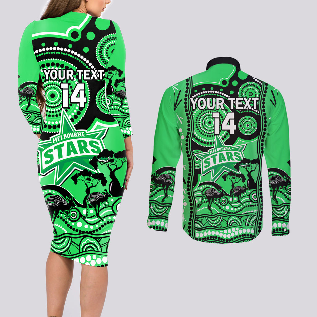 custom-melbourne-stars-cricket-couples-matching-long-sleeve-bodycon-dress-and-long-sleeve-button-shirt-happy-australia-day-aboriginal-art