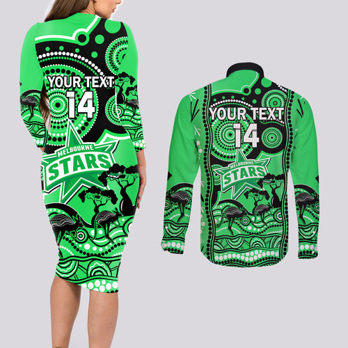 custom-melbourne-stars-cricket-couples-matching-long-sleeve-bodycon-dress-and-long-sleeve-button-shirt-happy-australia-day-aboriginal-art
