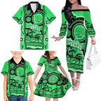 custom-melbourne-stars-cricket-family-matching-off-shoulder-long-sleeve-dress-and-hawaiian-shirt-happy-australia-day-aboriginal-art