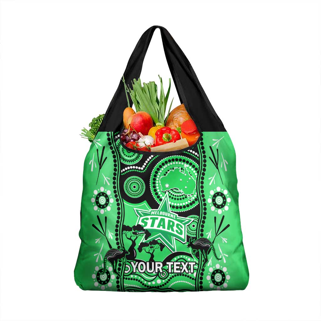 Custom Melbourne Stars Cricket Grocery Bag Happy Australia Day Aboriginal Art