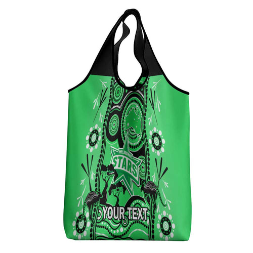 Custom Melbourne Stars Cricket Grocery Bag Happy Australia Day Aboriginal Art