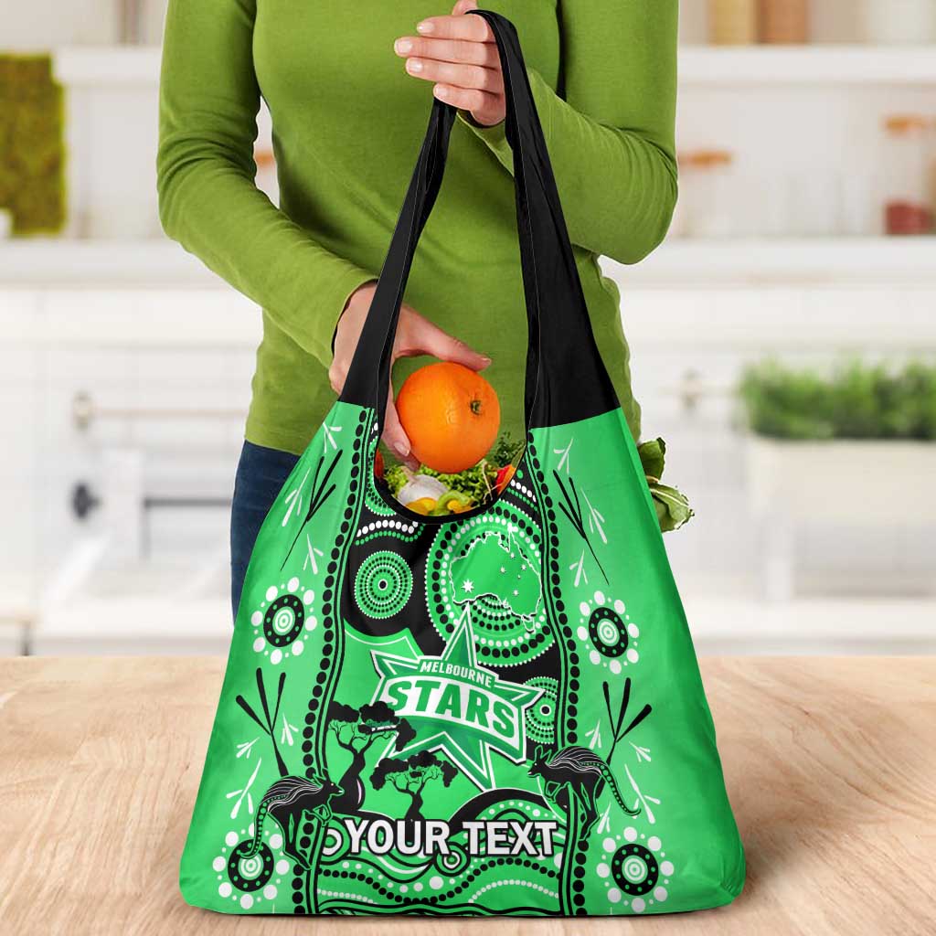 Custom Melbourne Stars Cricket Grocery Bag Happy Australia Day Aboriginal Art