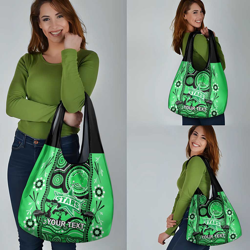 Custom Melbourne Stars Cricket Grocery Bag Happy Australia Day Aboriginal Art