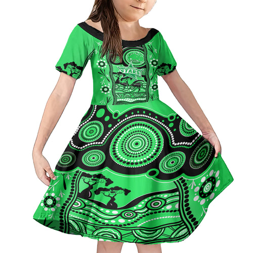 custom-melbourne-stars-cricket-kid-short-sleeve-dress-happy-australia-day-aboriginal-art