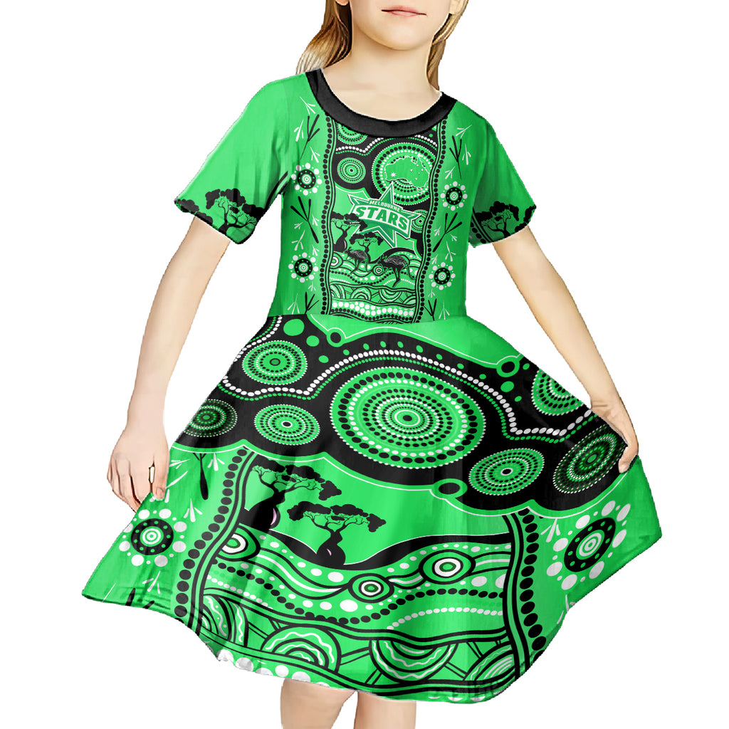 custom-melbourne-stars-cricket-kid-short-sleeve-dress-happy-australia-day-aboriginal-art