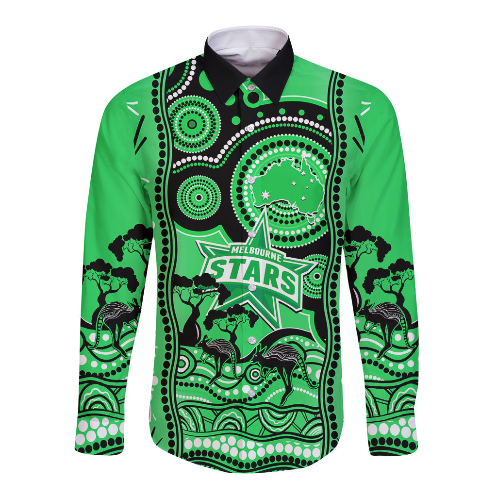 custom-melbourne-stars-cricket-long-sleeve-button-shirt-happy-australia-day-aboriginal-art