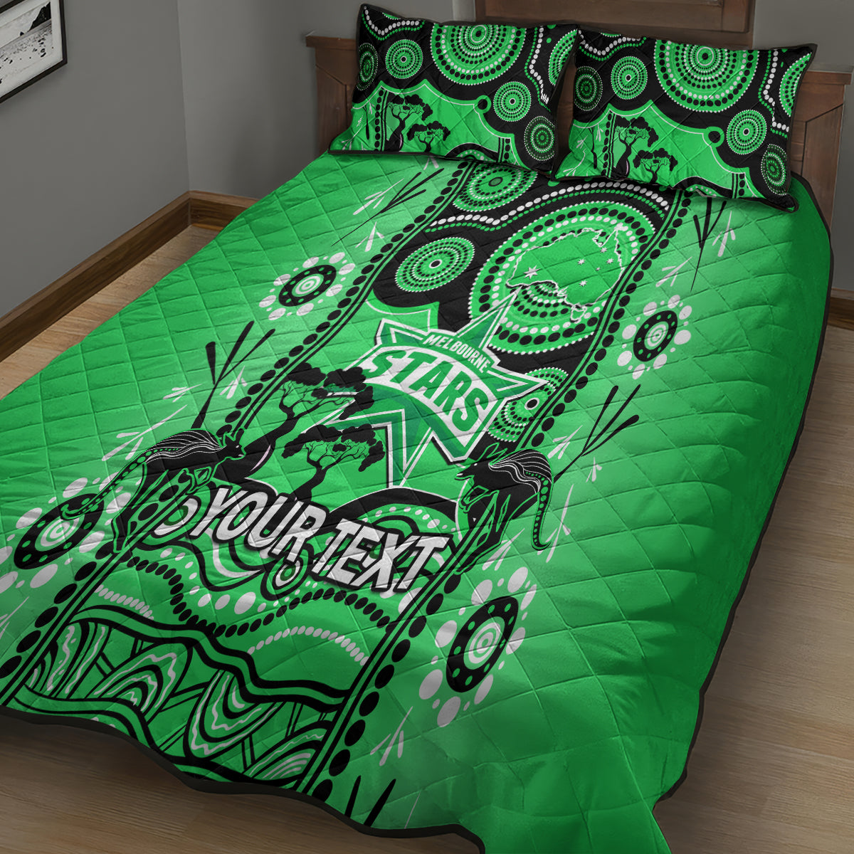 custom-melbourne-stars-cricket-quilt-bed-set-happy-australia-day-aboriginal-art
