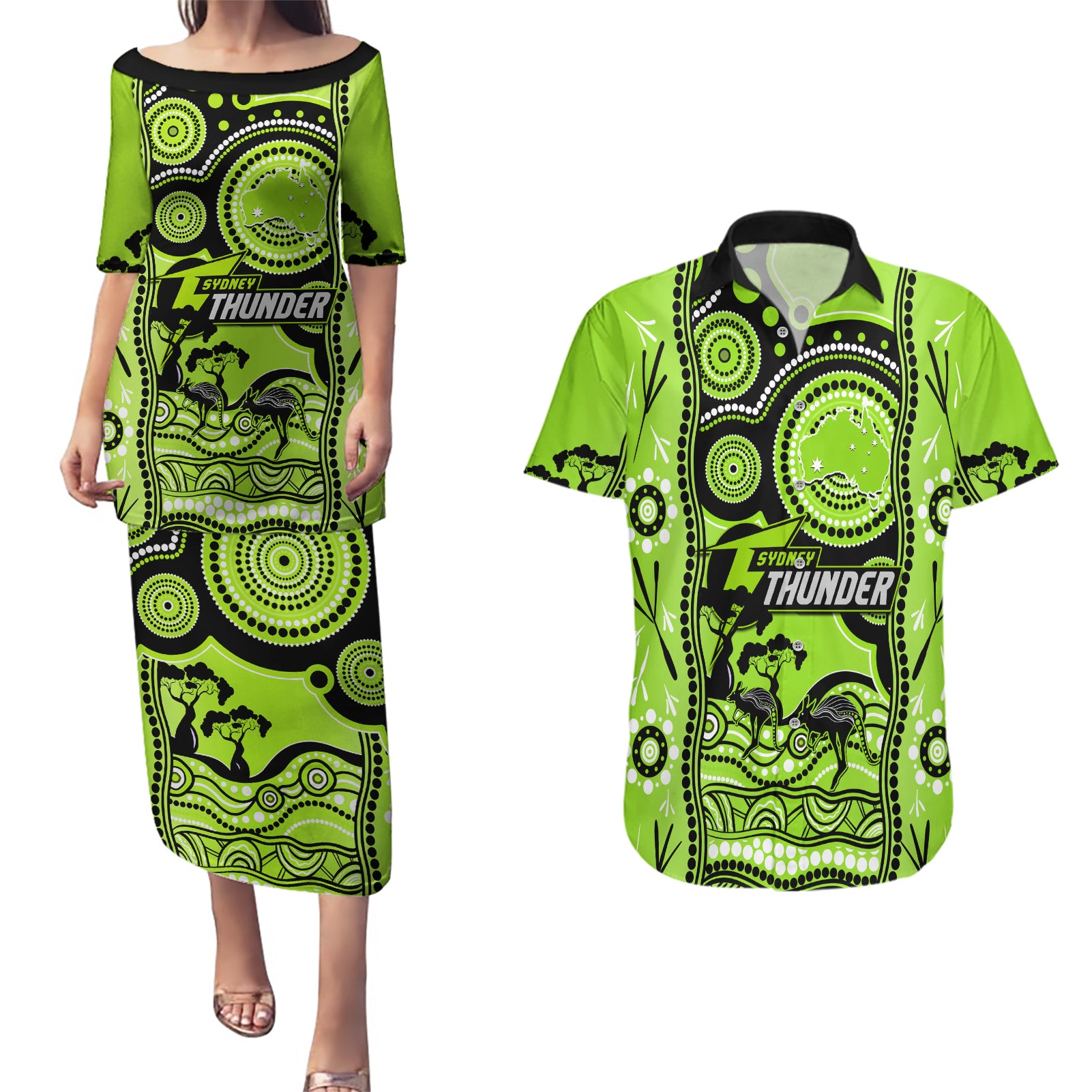 sydney-thunder-cricket-couples-matching-puletasi-dress-and-hawaiian-shirt-happy-australia-day-aboriginal-art