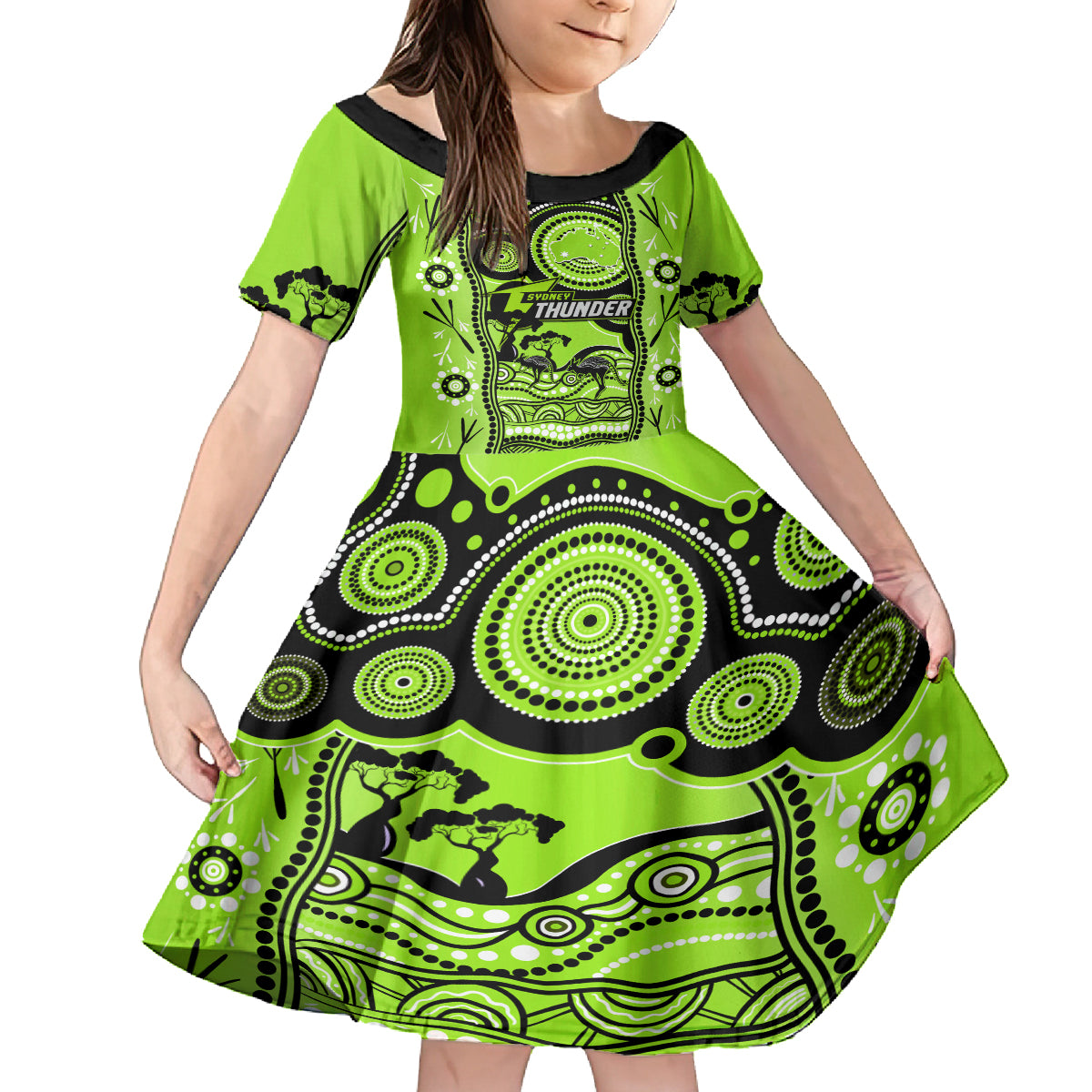 sydney-thunder-cricket-kid-short-sleeve-dress-happy-australia-day-aboriginal-art