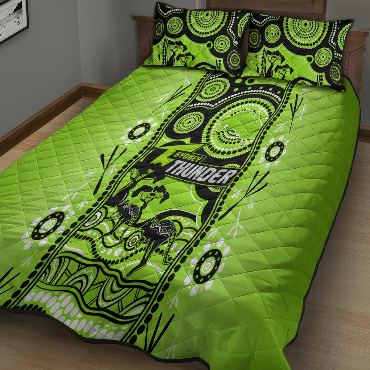 sydney-thunder-cricket-quilt-bed-set-happy-australia-day-aboriginal-art