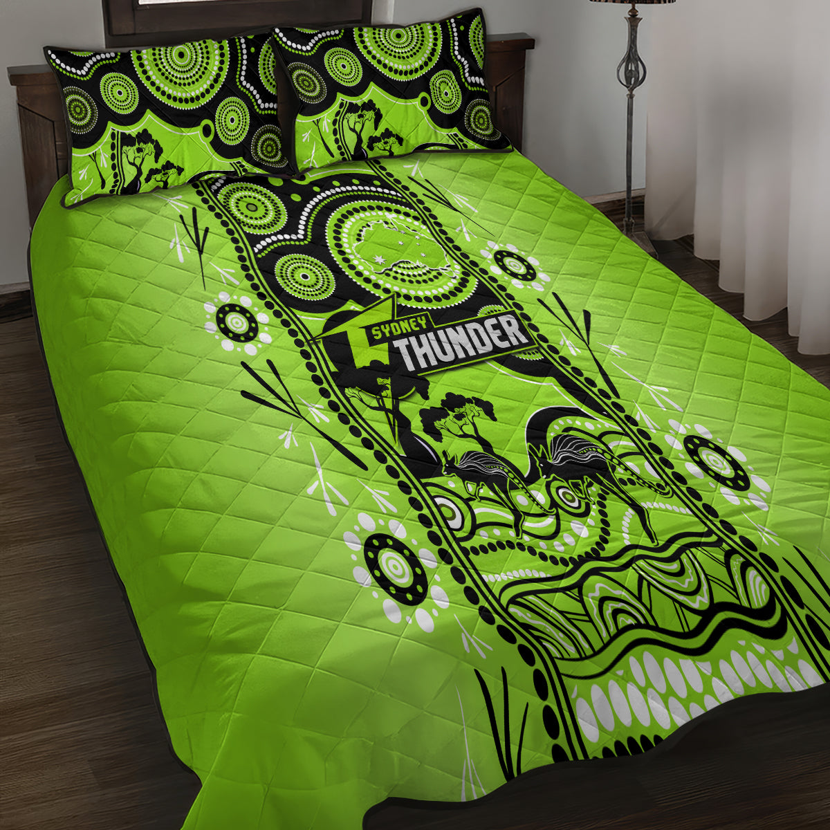 sydney-thunder-cricket-quilt-bed-set-happy-australia-day-aboriginal-art