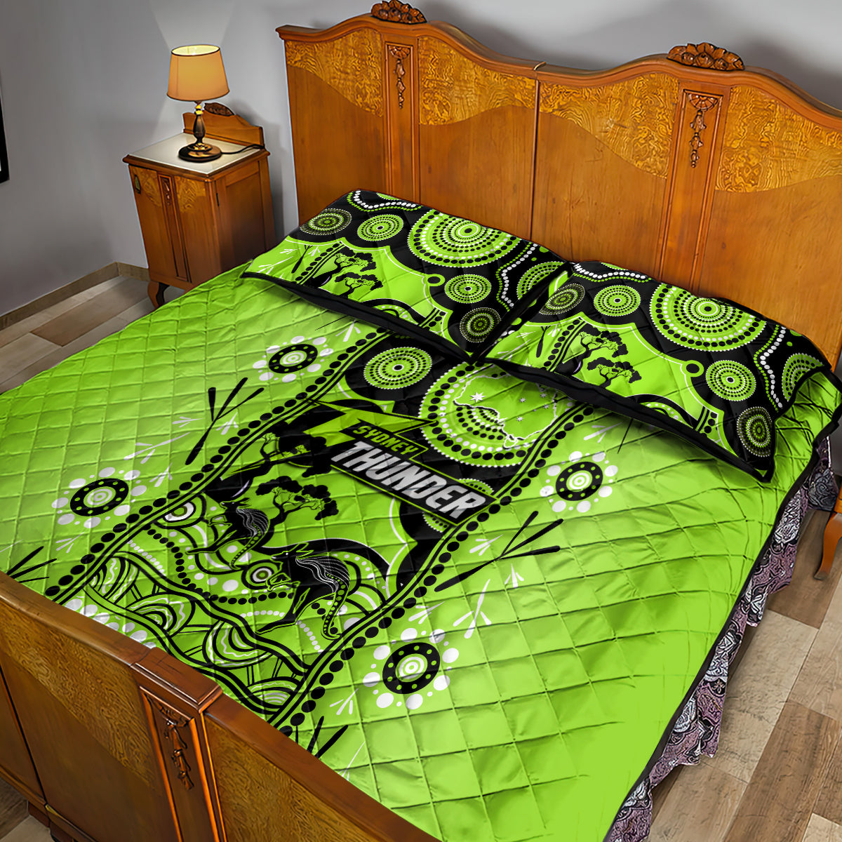 sydney-thunder-cricket-quilt-bed-set-happy-australia-day-aboriginal-art
