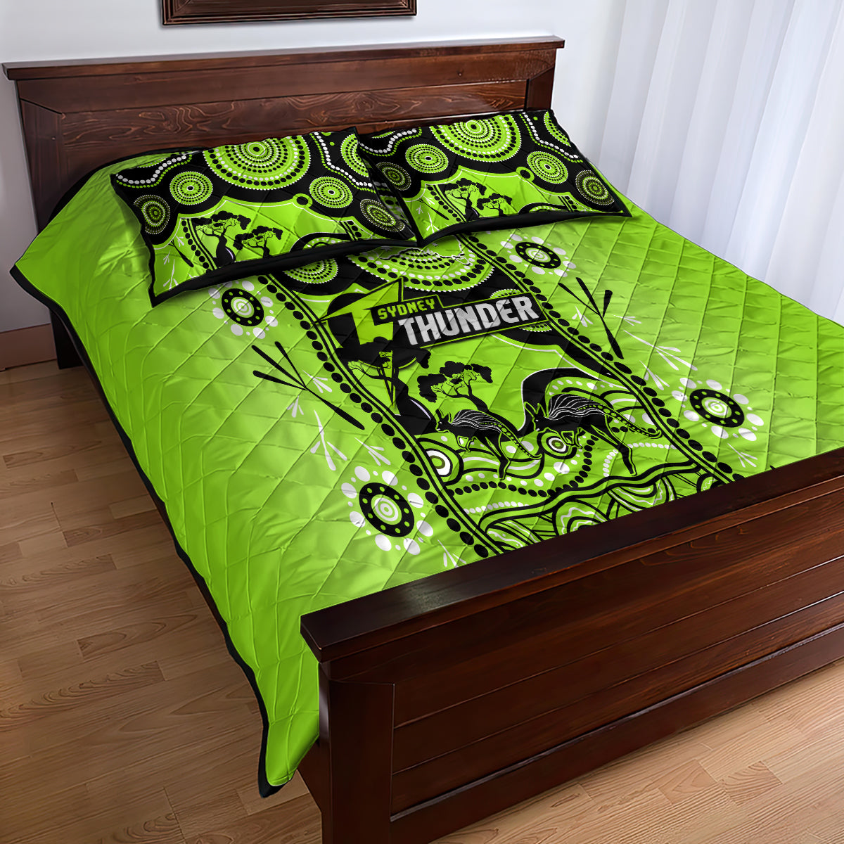 sydney-thunder-cricket-quilt-bed-set-happy-australia-day-aboriginal-art