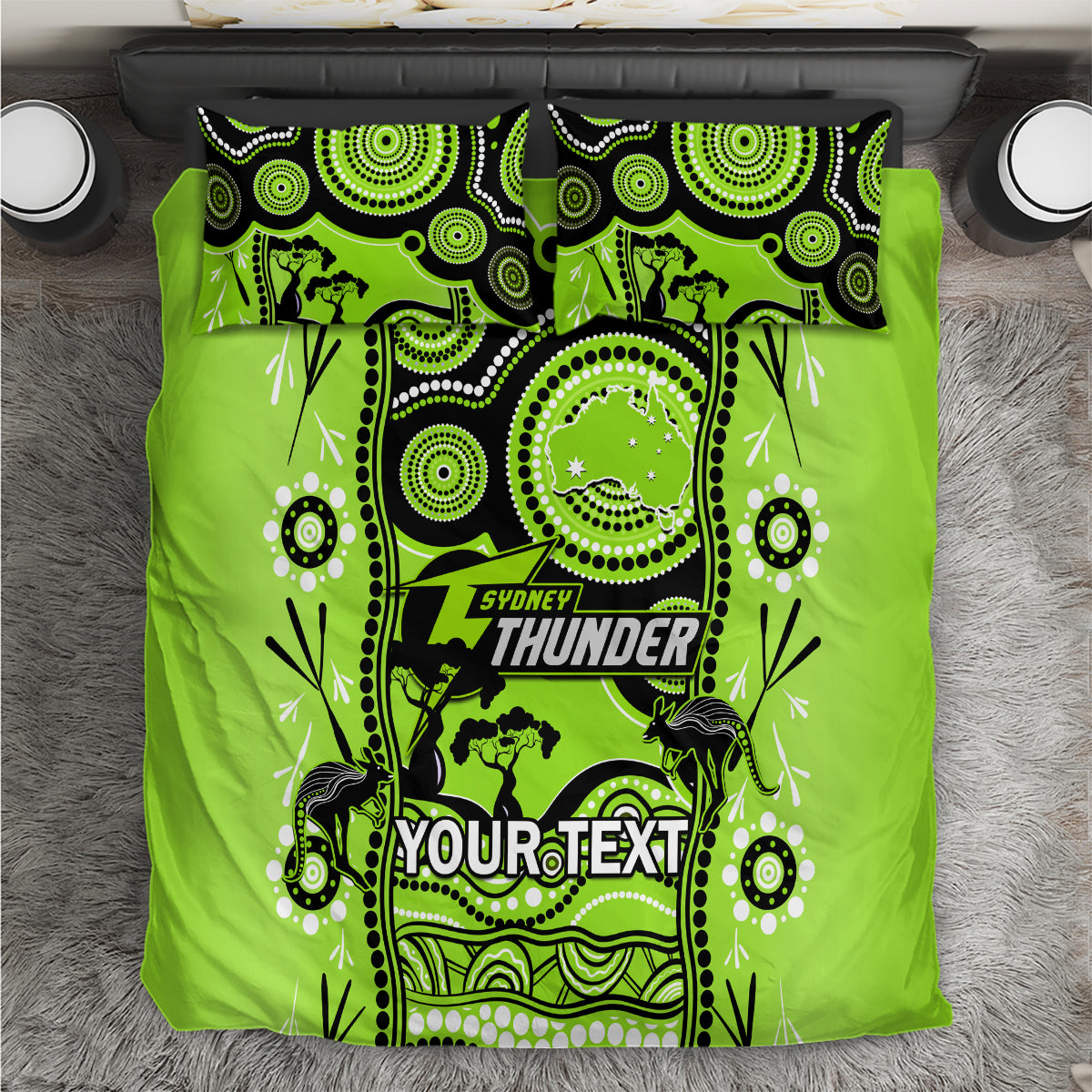 custom-sydney-thunder-cricket-bedding-set-happy-australia-day-aboriginal-art