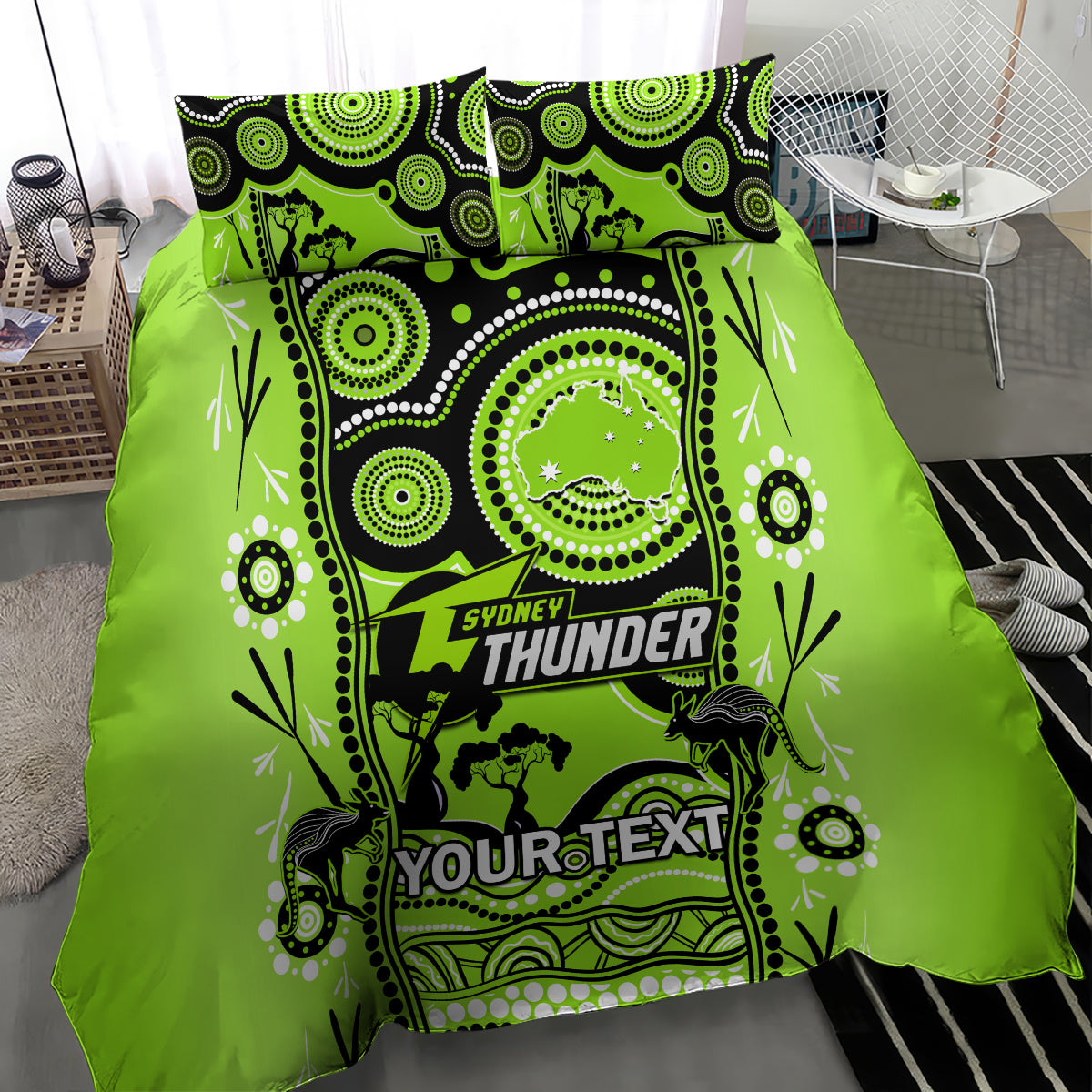 custom-sydney-thunder-cricket-bedding-set-happy-australia-day-aboriginal-art