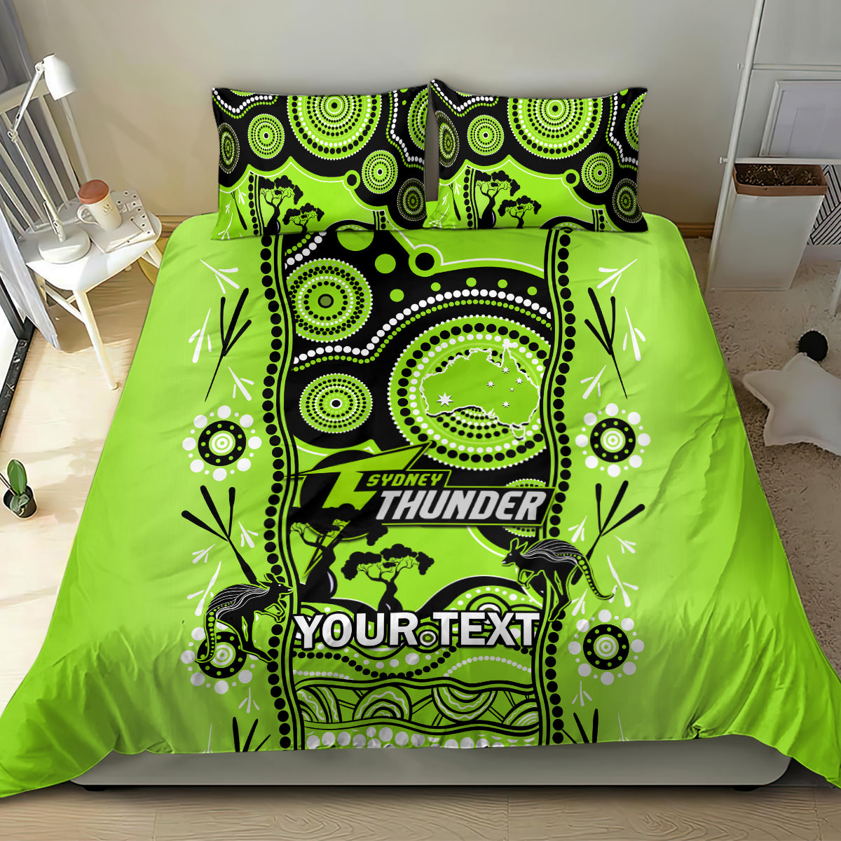 custom-sydney-thunder-cricket-bedding-set-happy-australia-day-aboriginal-art