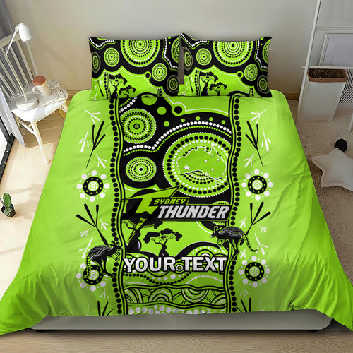 custom-sydney-thunder-cricket-bedding-set-happy-australia-day-aboriginal-art