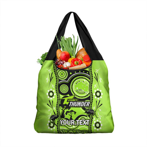 Custom Sydney Thunder Cricket Grocery Bag Happy Australia Day Aboriginal Art