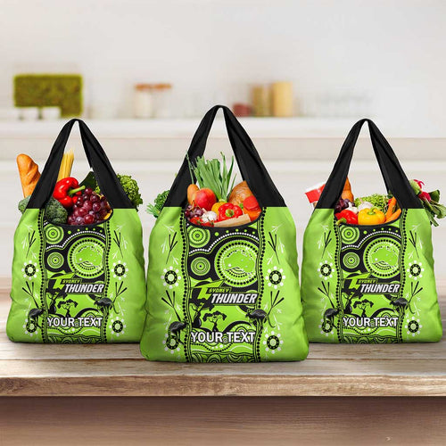 Custom Sydney Thunder Cricket Grocery Bag Happy Australia Day Aboriginal Art