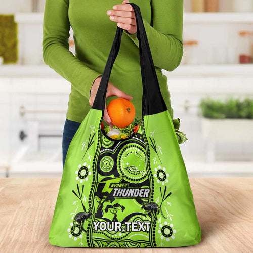 Custom Sydney Thunder Cricket Grocery Bag Happy Australia Day Aboriginal Art