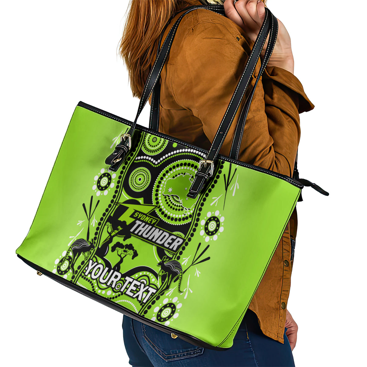 custom-sydney-thunder-cricket-leather-tote-bag-happy-australia-day-aboriginal-art