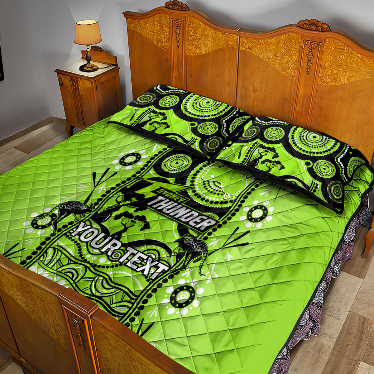 custom-sydney-thunder-cricket-quilt-bed-set-happy-australia-day-aboriginal-art