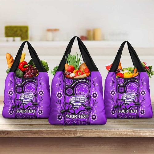 Custom Hobart Hurricanes Cricket Grocery Bag Happy Australia Day Aboriginal Art
