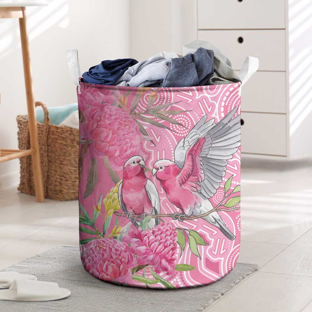 Australia Pink Galah Laundry Basket Rose-breasted Cockatoo Waratah Indigenous Art - Aussie Hoodie