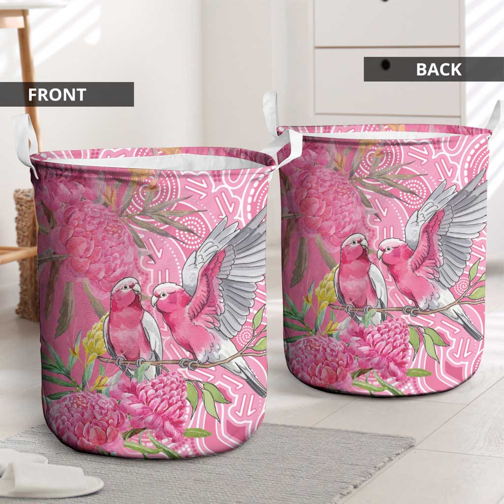 Australia Pink Galah Laundry Basket Rose-breasted Cockatoo Waratah Indigenous Art - Aussie Hoodie