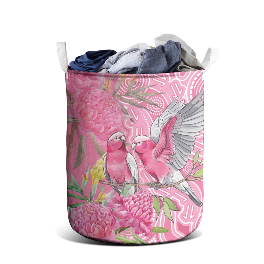 Australia Pink Galah Laundry Basket Rose-breasted Cockatoo Waratah Indigenous Art - Aussie Hoodie