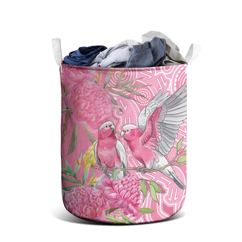 Australia Pink Galah Laundry Basket Rose-breasted Cockatoo Waratah Indigenous Art - Aussie Hoodie