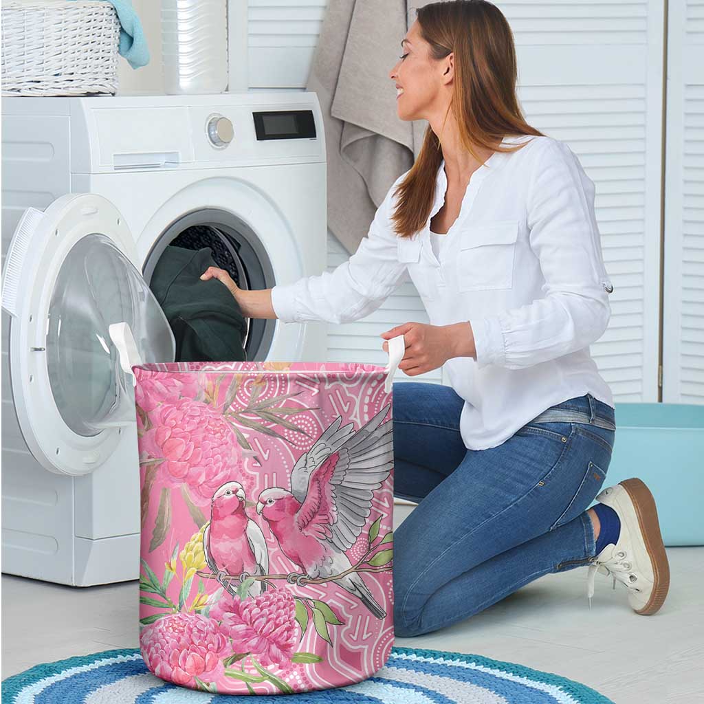 Australia Pink Galah Laundry Basket Rose-breasted Cockatoo Waratah Indigenous Art - Aussie Hoodie