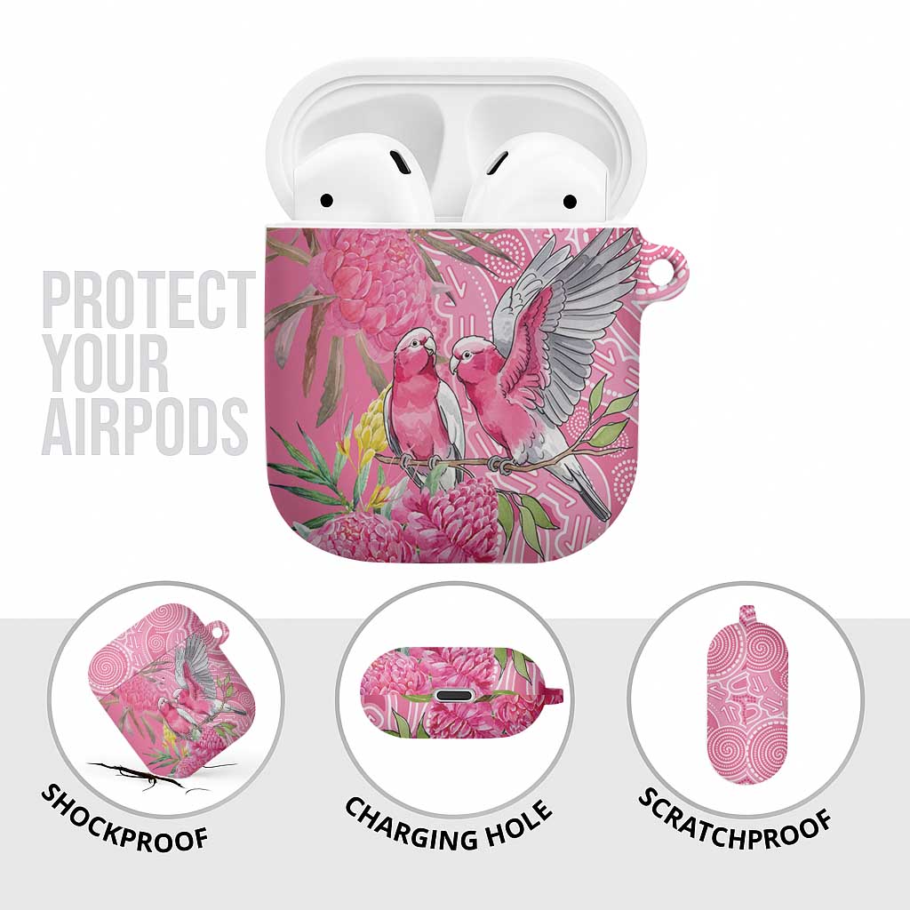 Australia Pink Galah AirPods Case Rose-breasted Cockatoo Waratah Indigenous Art - Aussie Hoodie