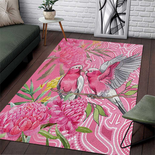 Australia Pink Galah Area Rug Rose-breasted Cockatoo Waratah Indigenous Art - Aussie Hoodie