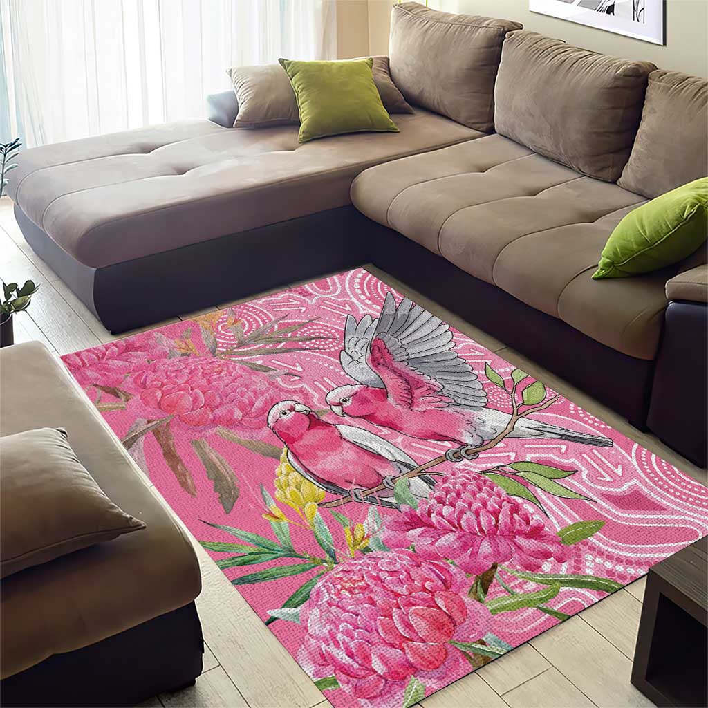 Australia Pink Galah Area Rug Rose-breasted Cockatoo Waratah Indigenous Art - Aussie Hoodie