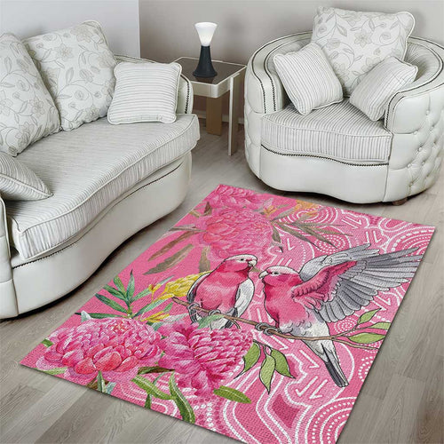 Australia Pink Galah Area Rug Rose-breasted Cockatoo Waratah Indigenous Art - Aussie Hoodie