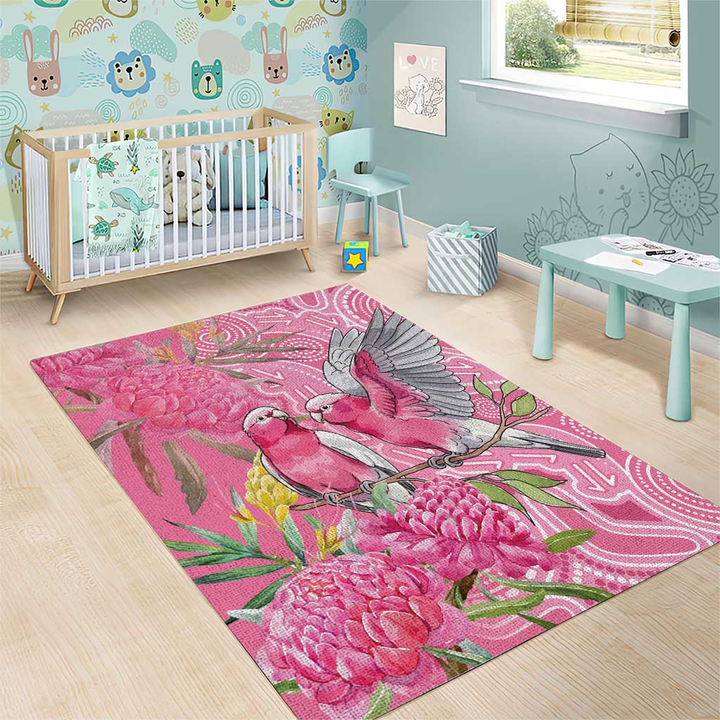 Australia Pink Galah Area Rug Rose-breasted Cockatoo Waratah Indigenous Art - Aussie Hoodie