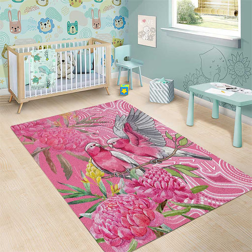 Australia Pink Galah Area Rug Rose-breasted Cockatoo Waratah Indigenous Art - Aussie Hoodie