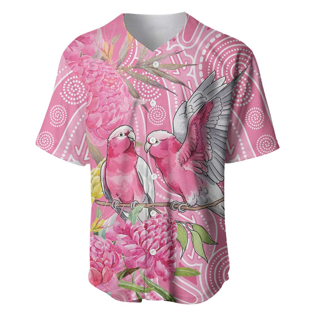 Australia Pink Galah Baseball Jersey Rose-breasted Cockatoo Waratah Indigenous Art - Aussie Hoodie