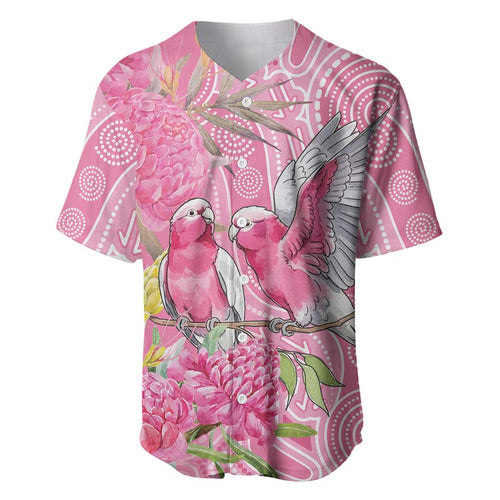 Australia Pink Galah Baseball Jersey Rose-breasted Cockatoo Waratah Indigenous Art - Aussie Hoodie