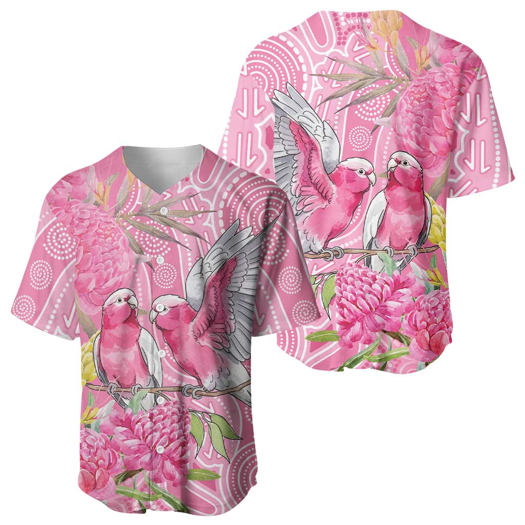 Australia Pink Galah Baseball Jersey Rose-breasted Cockatoo Waratah Indigenous Art - Aussie Hoodie