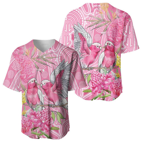 Australia Pink Galah Baseball Jersey Rose-breasted Cockatoo Waratah Indigenous Art - Aussie Hoodie