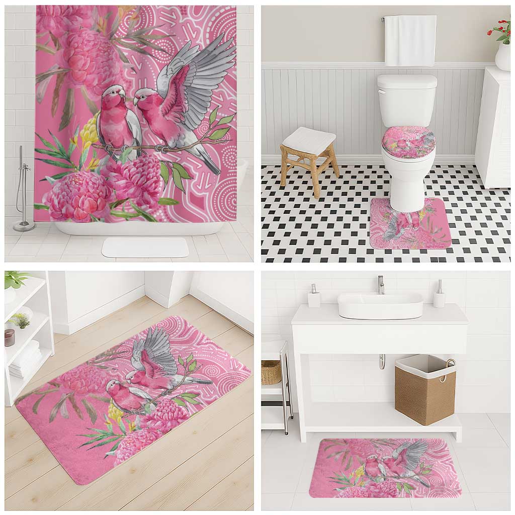Australia Pink Galah Bathroom Set Rose-breasted Cockatoo Waratah Indigenous Art - Aussie Hoodie