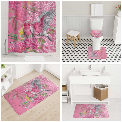 Australia Pink Galah Bathroom Set Rose-breasted Cockatoo Waratah Indigenous Art - Aussie Hoodie