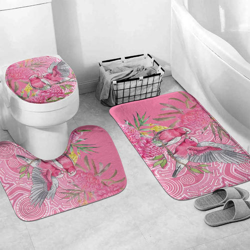 Australia Pink Galah Bathroom Set Rose-breasted Cockatoo Waratah Indigenous Art - Aussie Hoodie