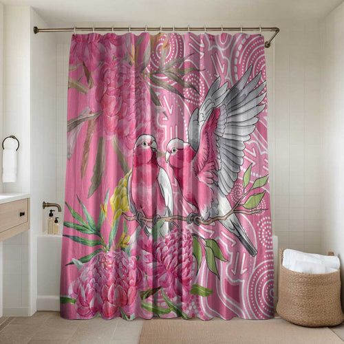 Australia Pink Galah Bathroom Set Rose-breasted Cockatoo Waratah Indigenous Art - Aussie Hoodie